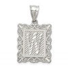 Sterling Silver Square Diamond-cut Letter W Initial Pendant