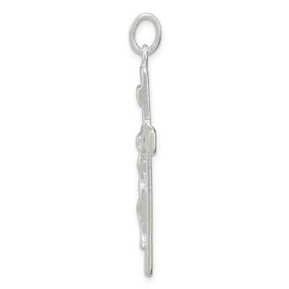 Sterling Silver Satin INRI Crucifix Pendant