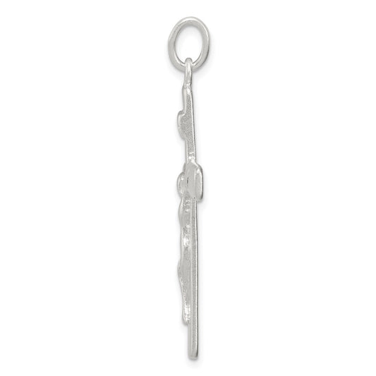 Sterling Silver Satin INRI Crucifix Pendant