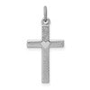 Sterling Silver Platinum-plated Heart Cross Charm