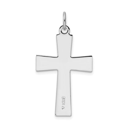 Sterling Silver Platinum-plated Enameled Latin Cross Charm