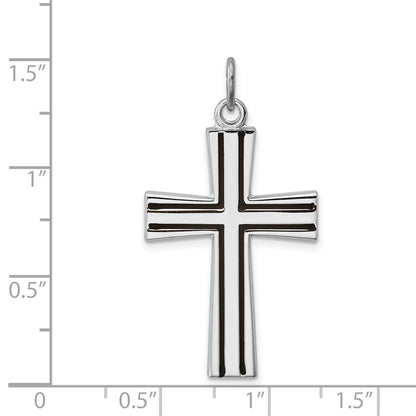 Sterling Silver Platinum-plated Enameled Latin Cross Charm