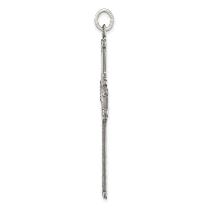 Sterling Silver Antiqued, Textured and Brushed Cross Pendant