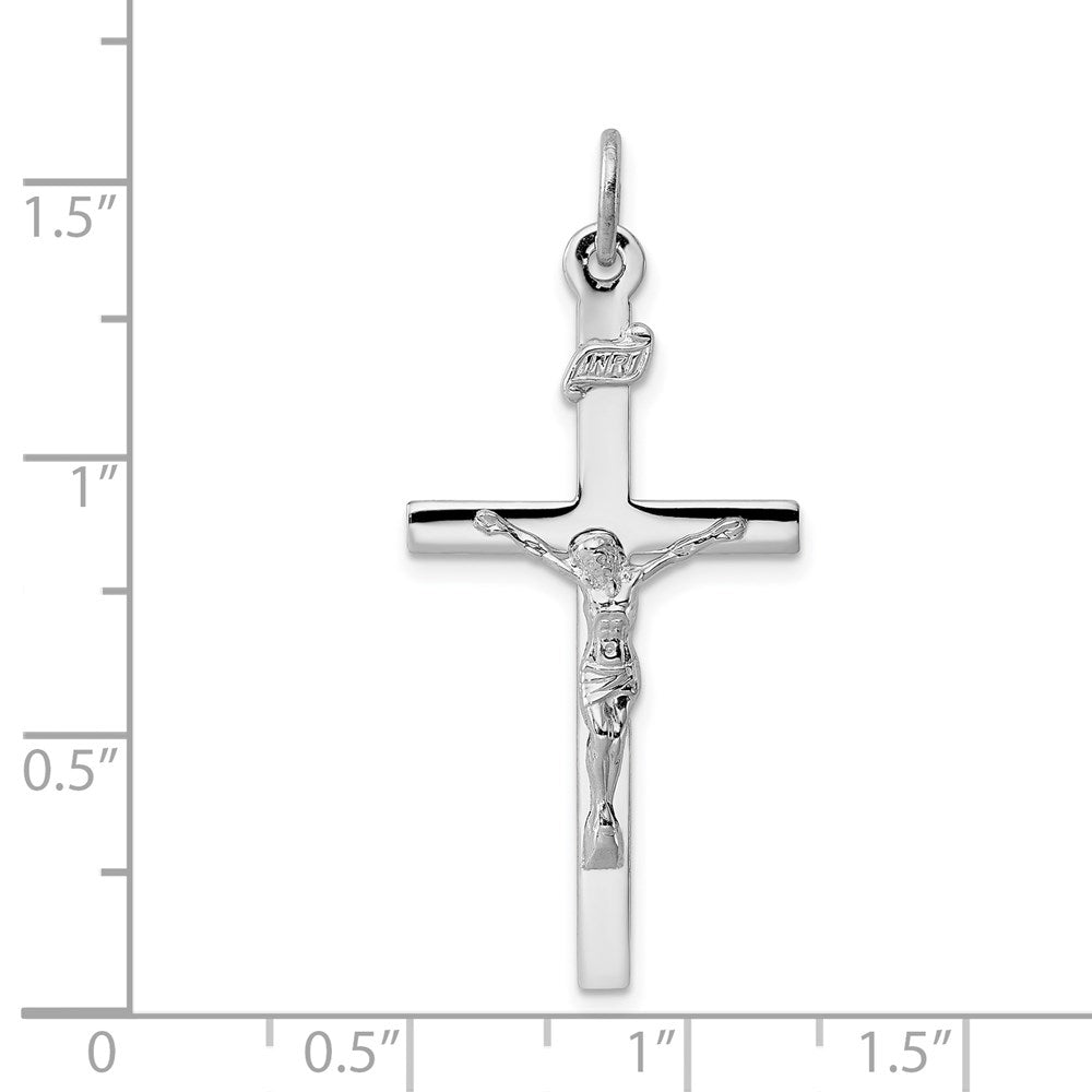 Sterling Silver Platinum-plated INRI Crucifix Pendant