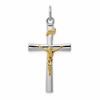 Sterling Silver Platinum-plated & 18k Gold-plated INRI Crucifix Charm