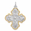Sterling Silver Platinum-plated 4-way Medal