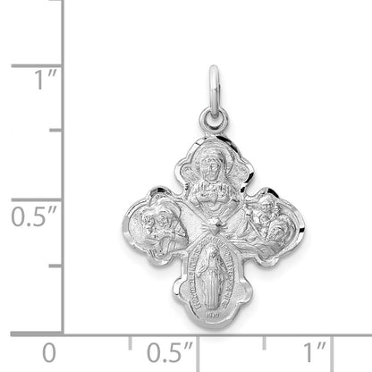 Sterling Silver Platinum-plated Satin 4-way Medal