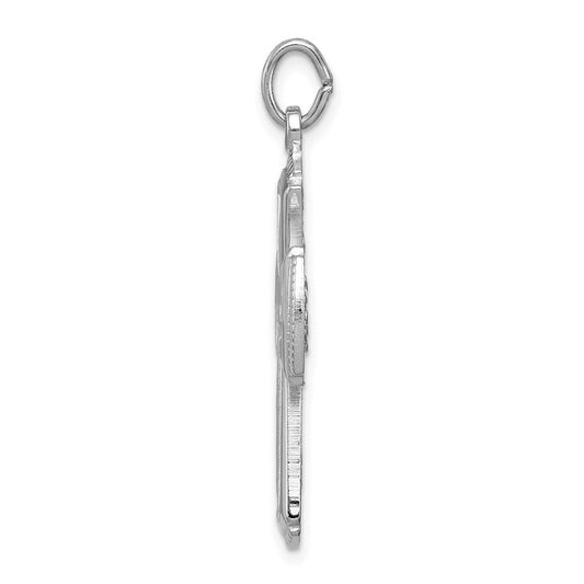 Sterling Silver Platinum-plated Satin Cross Pendant