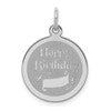 Sterling Silver Rhodium-plated Happy Birthday Disc Charm
