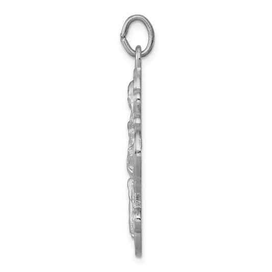 Sterling Silver Platinum-plated Satin 4-way Medal