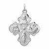 Sterling Silver Platinum-plated Satin 4-way Medal