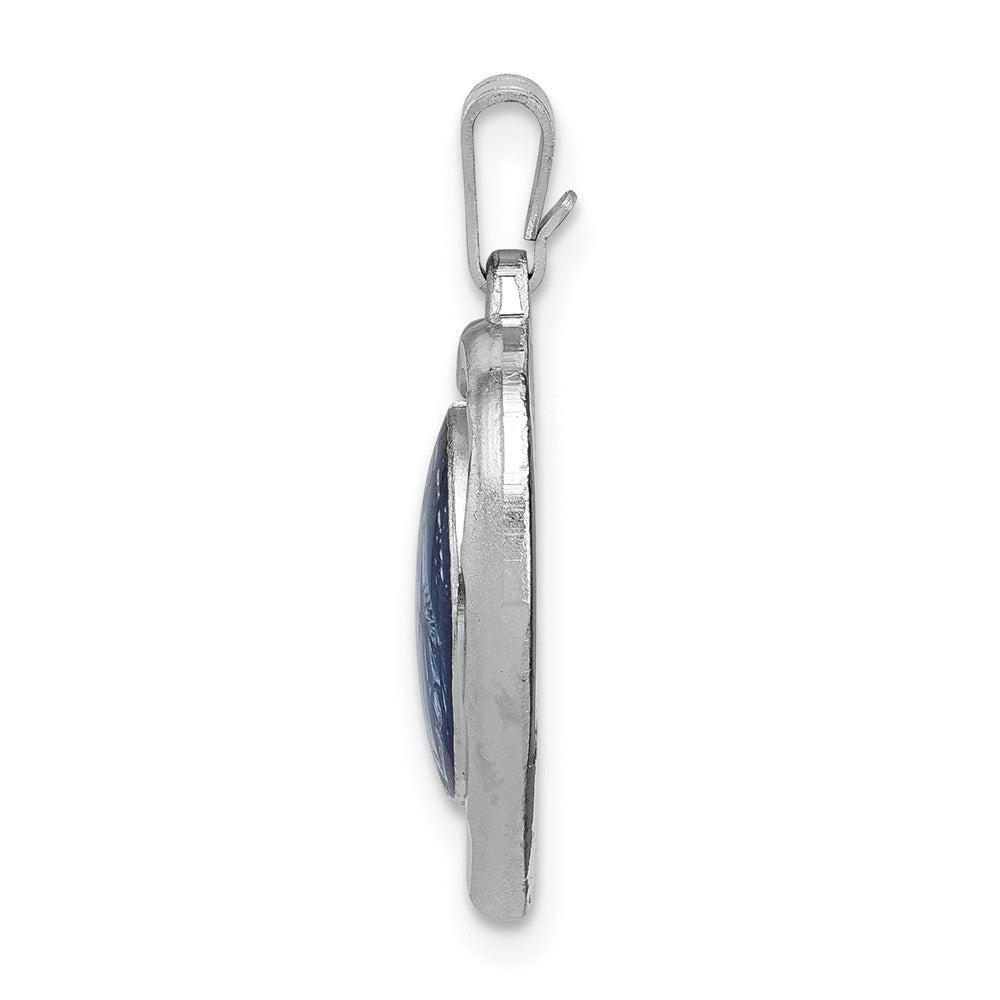 Sterling Silver Platinum-plated Miraculous Heart Medal