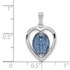 Sterling Silver Platinum-plated Miraculous Heart Medal