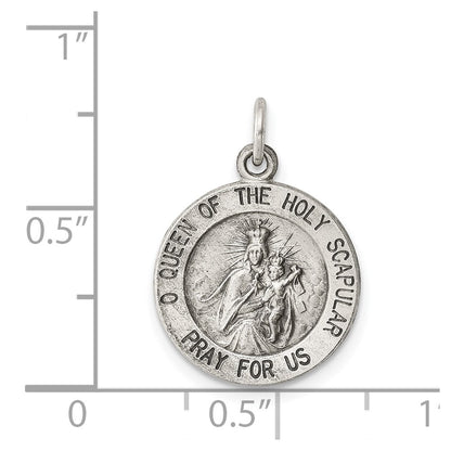 Sterling Silver Antiqued Queen of the Holy Scapular Medal