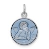 Sterling Silver Platinum-plated Blue Epoxy Angel Charm