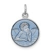 Sterling Silver Platinum-plated Blue Epoxy Angel Charm