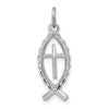 Sterling Silver Platinum-plated Ichthus Fish Charm