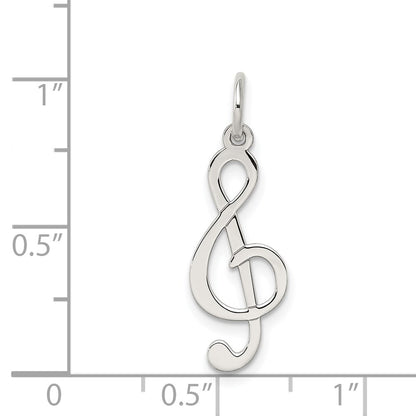 Sterling Silver Rhodium-plated Treble Clef Polished Charm