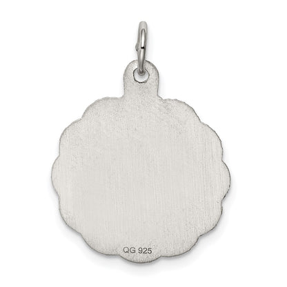 Sterling Silver Rhodium-plated Cross Disc Charm
