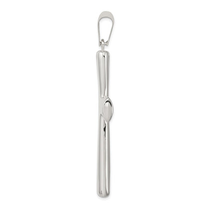Sterling Silver Rhodium-plated Hollow Cross Pendant