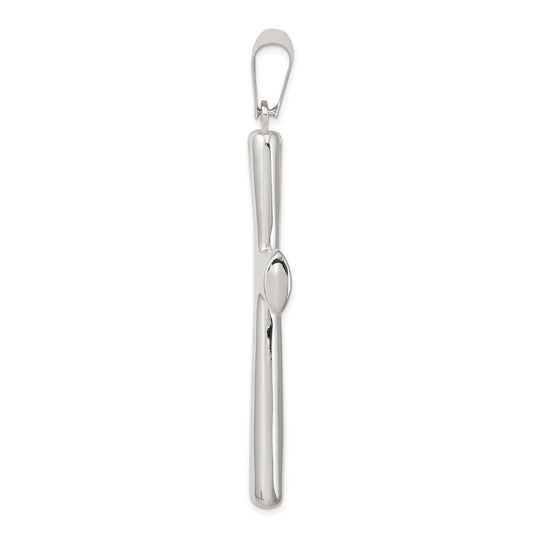 Sterling Silver Rhodium-plated Hollow Cross Pendant