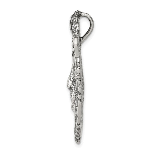 Sterling Silver Antiqued Lion Head Pendant