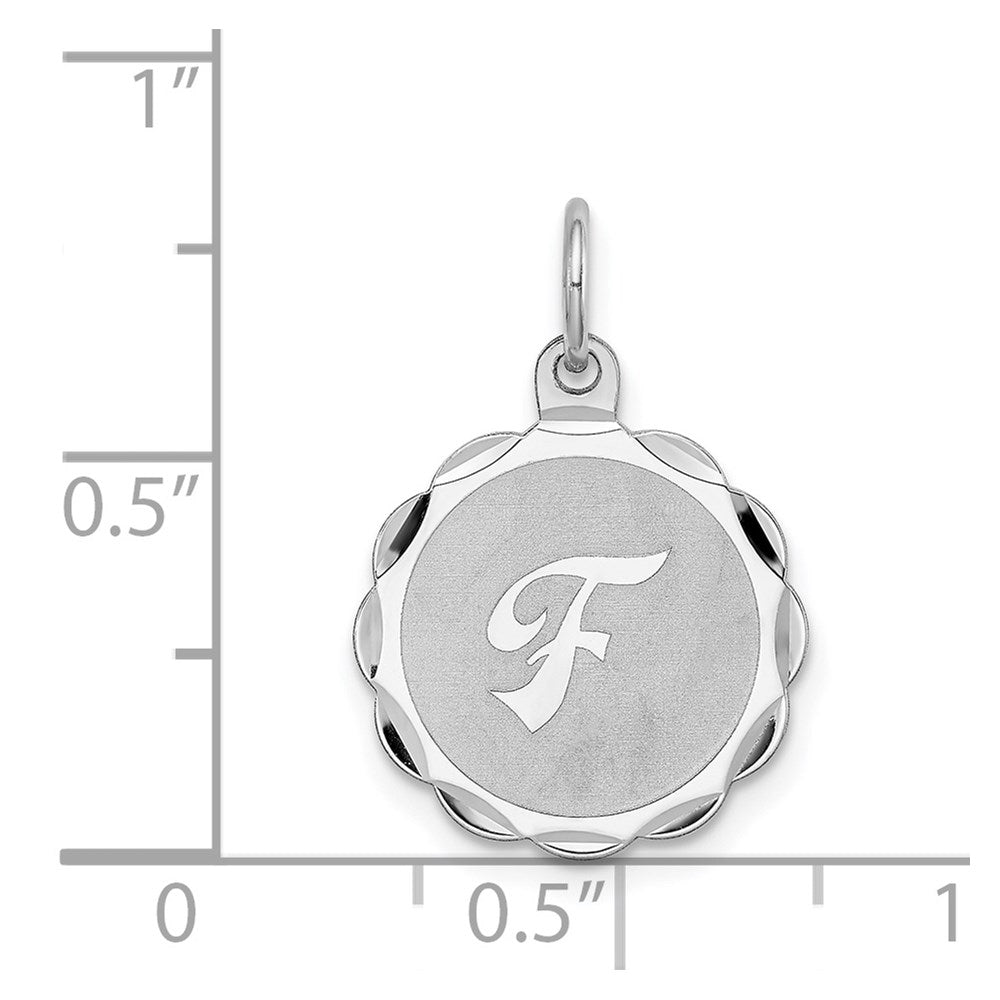 Sterling Silver/Rhodium-plated Brocaded Letter F Initial Pendant