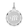 Sterling Silver/Rhodium-plated Brocaded Letter M Initial Pendant