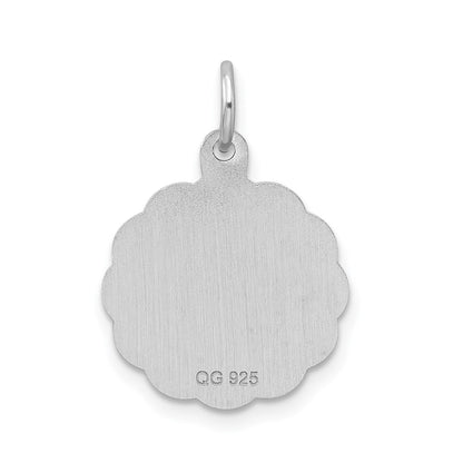 Sterling Silver/Rhodium-plated Brocaded Letter P Initial Pendant