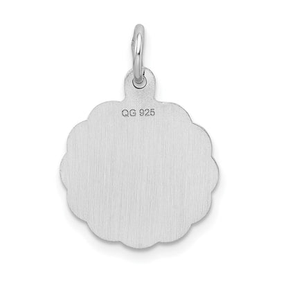 Sterling Silver/Rhodium-plated Brocaded Letter T Initial Pendant