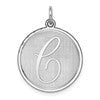 Sterling Silver Rhodium-plated Brocaded Letter C Initial Charm