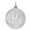 Sterling Silver Rhodium-plated Brocaded Letter H Initial Charm