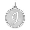 Sterling Silver Rhodium-plated Brocaded Letter I Initial Charm