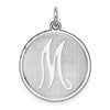 Sterling Silver Rhodium-plated Brocaded Letter M Initial Charm