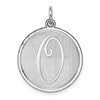 Sterling Silver Rhodium-plated Brocaded Letter O Initial Charm