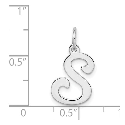 Sterling Silver Rhodium-plated Stamped Letter S Initial Charm