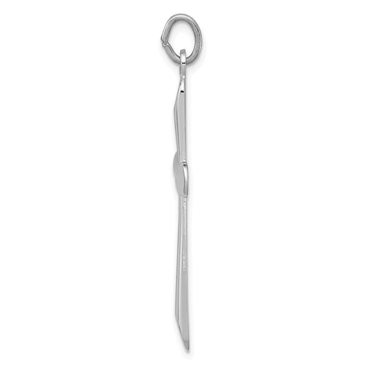 Sterling Silver Platinum-plated Polished Cross Pendant