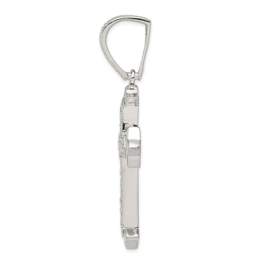 Sterling Silver Rhodium-plated CZ Cross Pendant