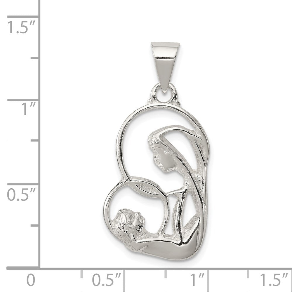 Sterling Silver Blessed Mary & Child Jesus Antique Finish Charm