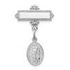 Sterling Silver Platinum-plated Saint Christopher Medal Pin