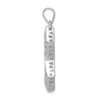 Sterling Silver Rhodium-plated CZ Star of David Pendant