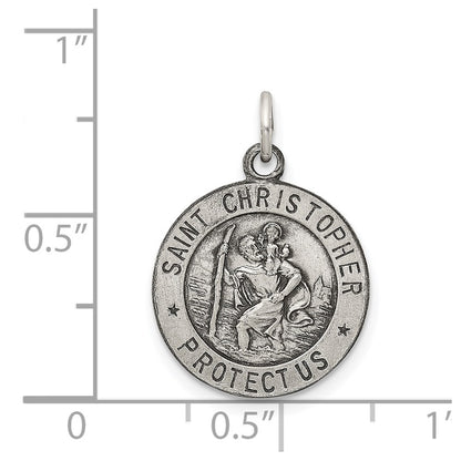 Sterling Silver Antiqued St. Christopher Medal