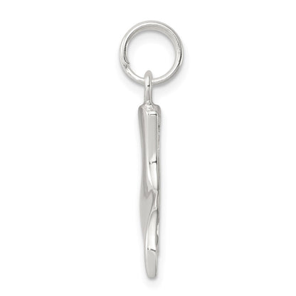 Sterling Silver Rhodium-plated Whale Tail Charm