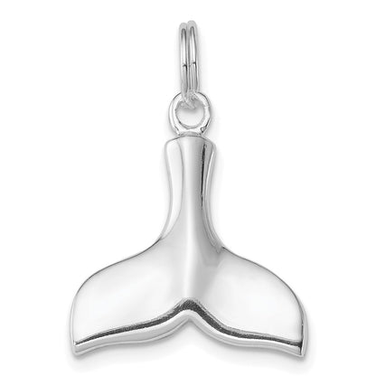 Sterling Silver Rhodium-plated Whale Tail Charm