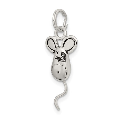 Sterling Silver Rhodium-plated Mouse Charm