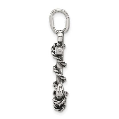 Sterling Silver 3D Antiqued Anchor and Rope Pendant