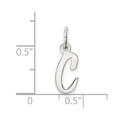 Sterling Silver Rhodium-plated Script Letter C Initial Charm