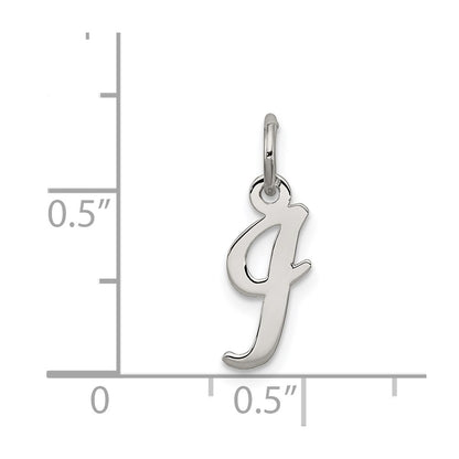 Sterling Silver Rhodium-plated Script Letter I Initial Charm