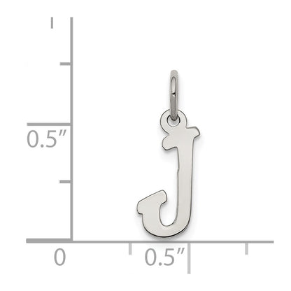 Sterling Silver Rhodium-plated Script Letter J Initial Charm
