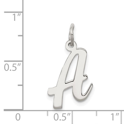 Sterling Silver Rhodium-plated Script Letter A Initial Charm
